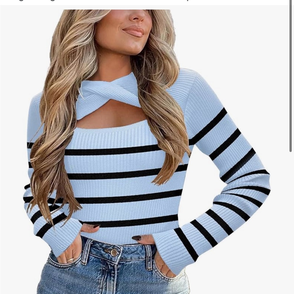 Zeagoo Gray and Black Striped Top